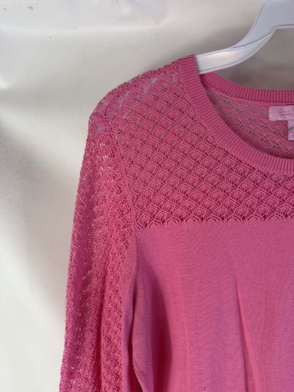 Lilly Pulitzer Sweater Cotton Lightweight Crochet Contrast - Picture 5 of 11
